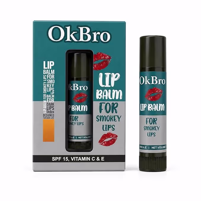 OKBRO Lip Balm for Smokers & Dark Lips | SPF 15 Lip Balm for Men & Women | Vitamin C & E Lip Lightening Balm | Moisturizer for Dry, Pigmented, Tanned & Smoker Lips